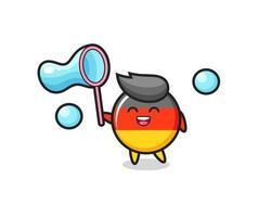 glückliche deutschland flagge abzeichen cartoon spielen seifenblase vektor