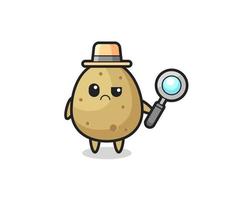 das Maskottchen der süßen Kartoffel als Detektiv vektor