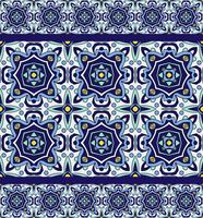 Blå prydnad traditionella portugisiska azulejos. Orientaliskt sömlöst mönster vektor