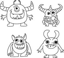 uppsättning av tecknad serie söt monster. vektor illustration