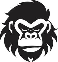 elegant djungel kung ikoniska logotyp silhuett safari vakt svart gorilla emblem vektor