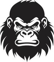 apa ikon av de djungel minimalistisk design kunglig primat majestät svart emblem vektor