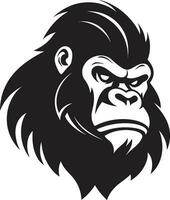 einfarbig Primas Emblem Vektor Gorilla Symbol minimalistisch Affe Majestät schwarz Logo Symbol