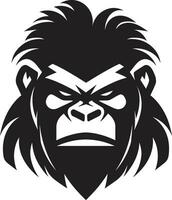 konstnärlig lugn i svart vektor ikon ädel gorilla majestät emblem symbol