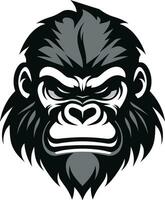Affe emblematisch Symbol Tierwelt Majestät Gelassenheit im schwarz und Weiß einfarbig Affe vektor