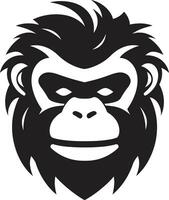 ikonisch Primas Exzellenz Gorilla Symbol Affe Majestät im einfarbig Emblem Design vektor