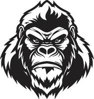 Affe Majestät im Einfachheit Gorilla Kunst Gorilla Exzellenz im schwarz Vektor Emblem