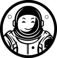 astronaut, svart och vit vektor illustration