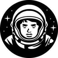 astronaut - svart och vit isolerat ikon - vektor illustration