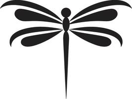 himmlisch Harmonie Libelle Logo Symbol im Schatten leuchtend Flügel schwarz Vektor Libelle Abzeichen