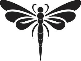Finsternis Eleganz schwarz Vektor Libelle Kennzeichen verzaubert Nocturne Libelle Logo im Onyx