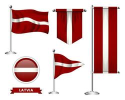 Vektor einstellen von das National Flagge von Lettland im verschiedene kreativ Designs