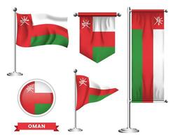 Vektor einstellen von das National Flagge von Oman im verschiedene kreativ Designs