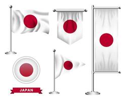 Vektor einstellen von das National Flagge von Japan im verschiedene kreativ Designs