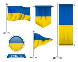 Vektor einstellen von das National Flagge von Ukraine im verschiedene kreativ Designs