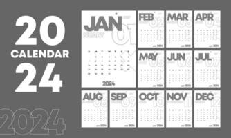 2024 minimal Kalender Vektor Vorlage