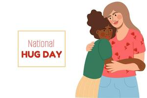 nationell kram dag.den kvinna kramas en mörk hud kvinna kvinnor kramar. vektor