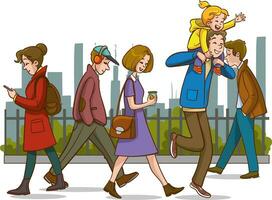 Vektor Illustration von Menschen Gehen auf das Straße
