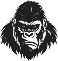 Gorilla Exzellenz im schwarz Vektor Emblem anmutig König von das Urwald Logo Symbol