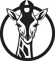 elegant halsad skönhet svart giraff logotyp konstnärlig savann emblem giraff design vektor