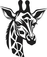 vilda djur nåd i svartvit logotyp minimalistisk giraff förträfflighet vektor