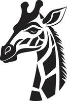 afrikansk majestät i svartvit logotyp ädel halsad förträfflighet giraff emblem vektor