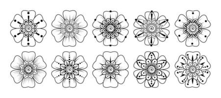 cirkulärt mönster i form av mandala med blomma för henna vektor