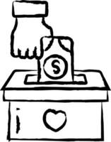 Nächstenliebe Geld Box Hand gezeichnet Vektor Illustration