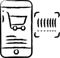 Handy, Mobiltelefon Bar Code Scan Hand gezeichnet Vektor Illustration
