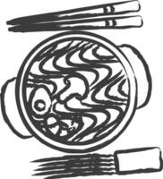 Garnele Nudeln Hand gezeichnet Vektor Illustration