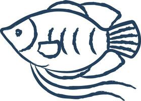 dvärg- gourami fisk hand dragen vektor illustration