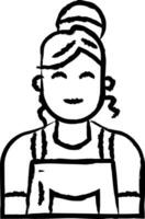 kvinna kock hand dragen vektor illustration