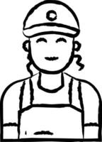 servitör kvinna hand dragen vektor illustration