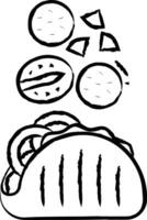 falafel sallad och pita hand dragen vektor illustration