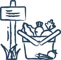 vegetabiliska trädgård hand dragen vektor illustration
