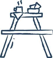 picknick tabell hand dragen vektor illustration