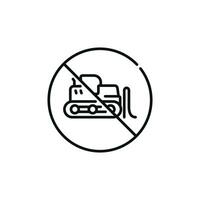 Nein Bulldozer Linie Symbol Zeichen Symbol isoliert auf Weiß Hintergrund vektor