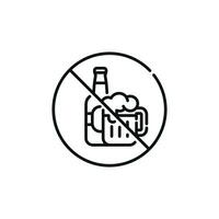Nein Alkohol Linie Symbol Zeichen Symbol isoliert auf Weiß Hintergrund vektor