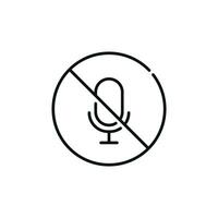 Nein Mikrofon erlaubt Linie Symbol Zeichen Symbol isoliert auf Weiß Hintergrund. Nein Aufzeichnung Linie Symbol vektor