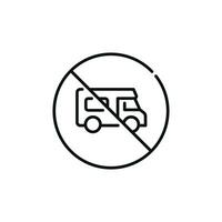 Nej husvagn linje ikon tecken symbol isolerat på vit bakgrund. Nej fordon tillåten linje ikon vektor