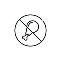 Nein Hähnchen Bein erlaubt Linie Symbol Zeichen Symbol isoliert auf Weiß Hintergrund. Nein Essen Zeichen Symbol vektor