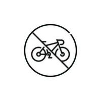 Nej cykel linje ikon tecken symbol isolerat på vit bakgrund vektor