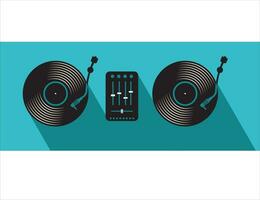 dj tabell med skivspelare mixer och vinyl uppgifter vektor illustration