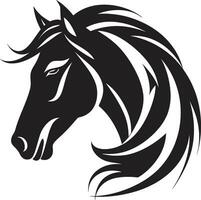 anmutig Mustang Majestät im schwarz Emblem Design elegant Pferd Silhouette einfarbig Symbol vektor