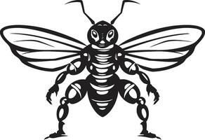 vilda djur mäktig krigare svart emblem lugn vakt svartvit insekt ikon vektor