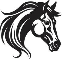 ryttare lugn i svart symbolisk ikon majestätisk häst- förträfflighet svartvit logotyp vektor