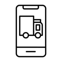 E-Commerce Lieferung LKW Symbol Vektor Illustration Design Gliederung Stil. können Sein benutzt zum Webseite Symbole, ui und Handy, Mobiltelefon Apps