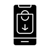 Einkaufen Symbol, Handy, Mobiltelefon Anwendung Vektor Illustration, solide Design Symbol. können Sein benutzt zum ui, Webseiten, Handy, Mobiltelefon Anwendungen und online Geschäft Anwendungen