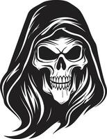 själ samlare emblem enfärgad design ikon av evighet svart skördeman symbol vektor