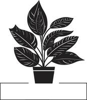 ikonisch Grün Emblem einfarbig Symbol Regal Pflanze Topf Majestät schwarz Vektor Kunst